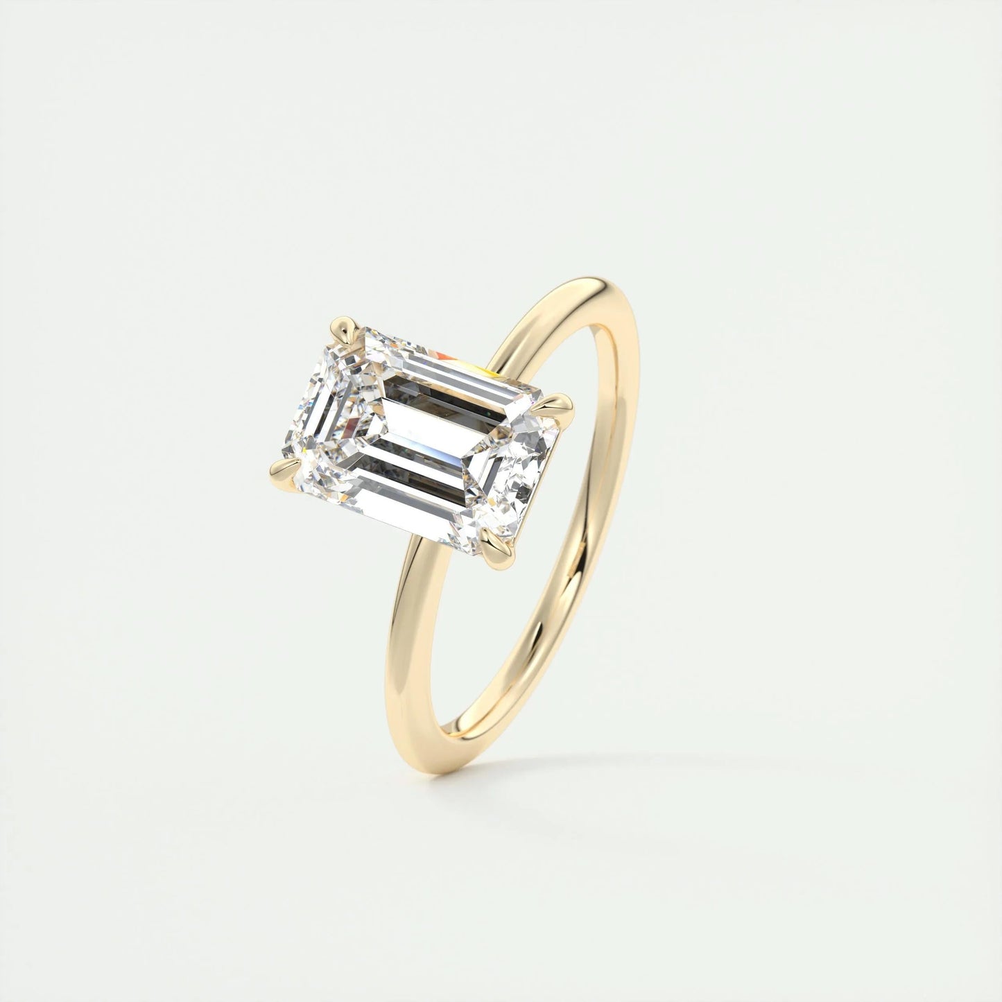 1.91 CT Emerald Cut Solitaire Moissanite Engagement Ring