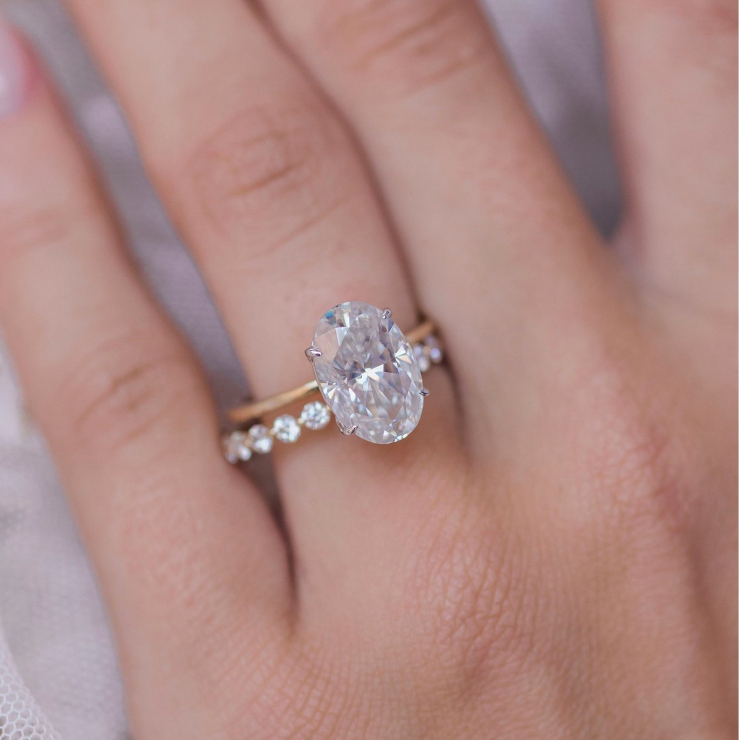 4 CT Oval Solitaire Lab Grown Diamond Engagement Ring