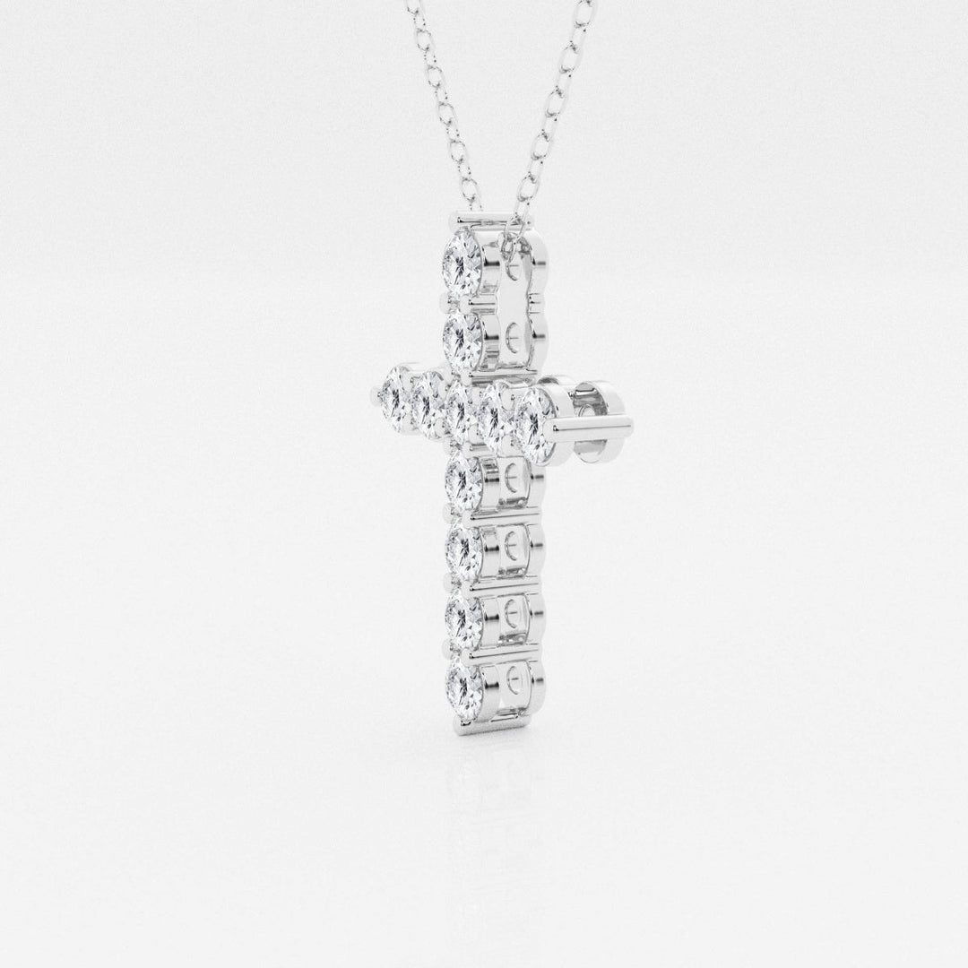 1 TCW Round Shape Moissanite Cross Pendant Necklace