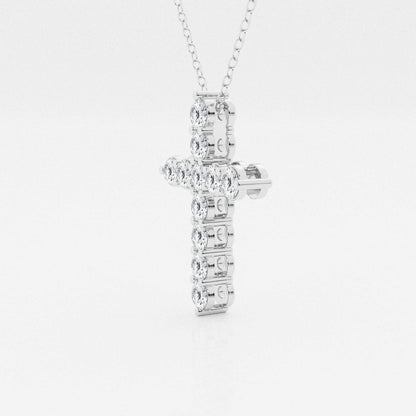 1 TCW Round Shape Moissanite Cross Pendant Necklace