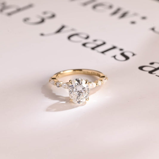 Stunning 1.0 - 2.0 CT Oval Moissanite Engagement Ring with Pave & Hidden Halo Design 1