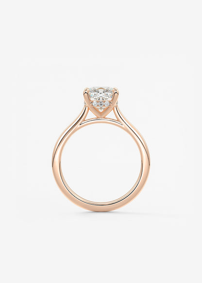 Cushion Hidden Halo/ Cathedral Lab Grown Diamond Engagement Ring
