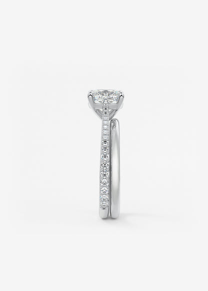Cushion Pave Cathedral Lab Grown Diamond Engagement Ring