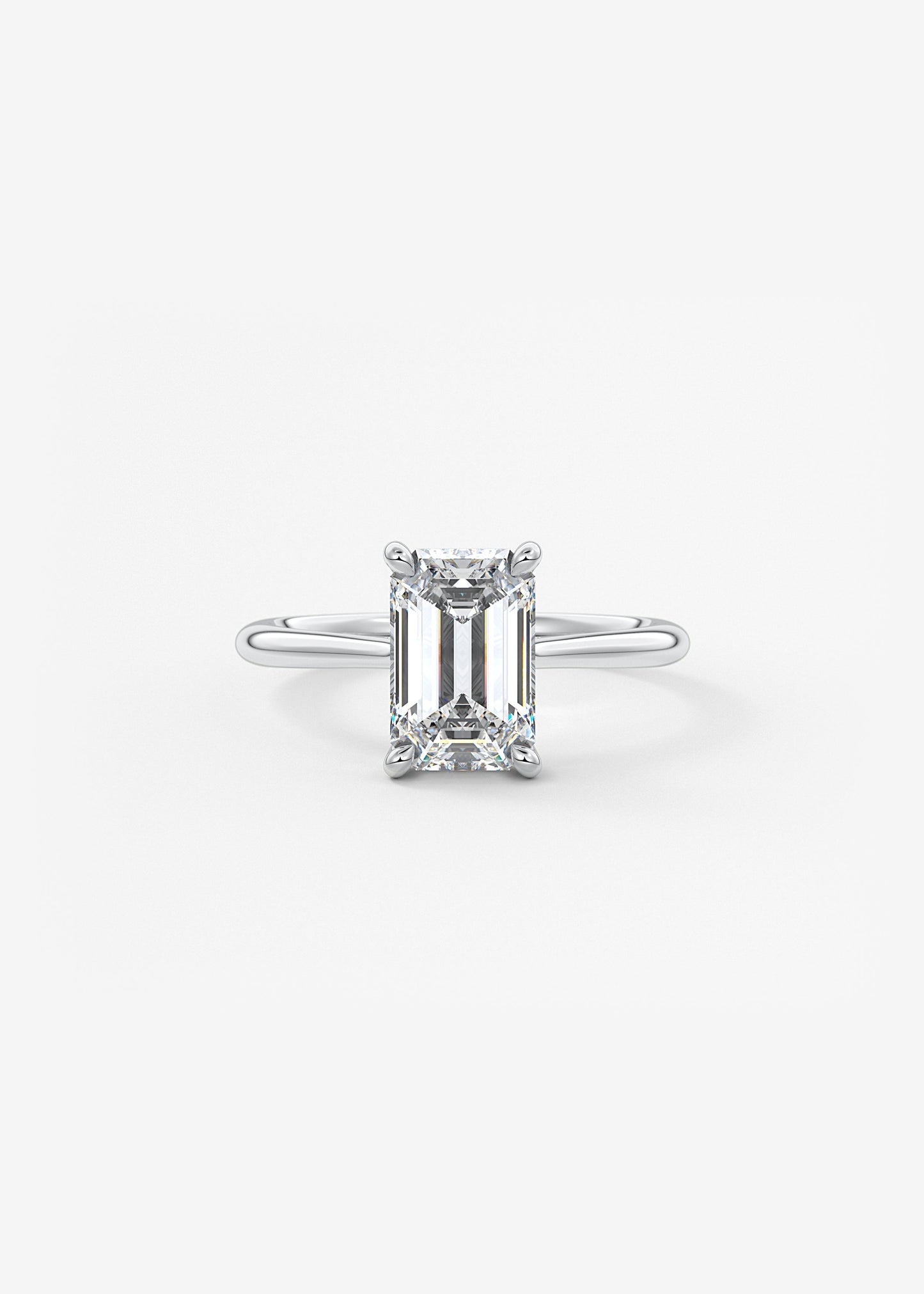 Emerald Hidden Halo/ Cathedral Lab Grown Diamond Engagement Ring