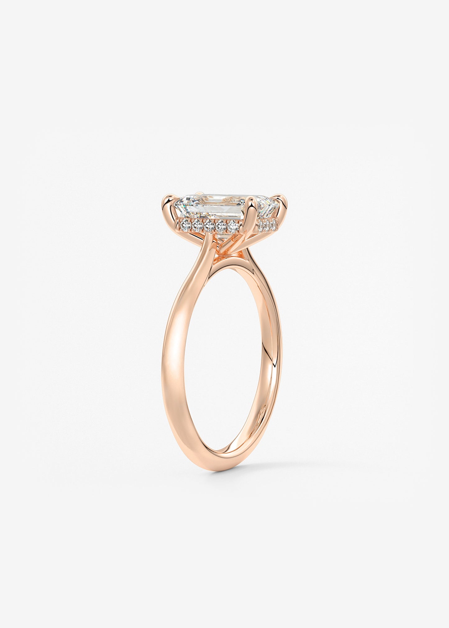 Emerald Hidden Halo/ Cathedral Lab Grown Diamond Engagement Ring