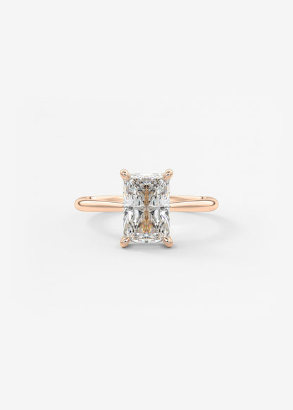 Radiant Hidden Halo/ Cathedral Lab Grown Diamond Engagement Ring