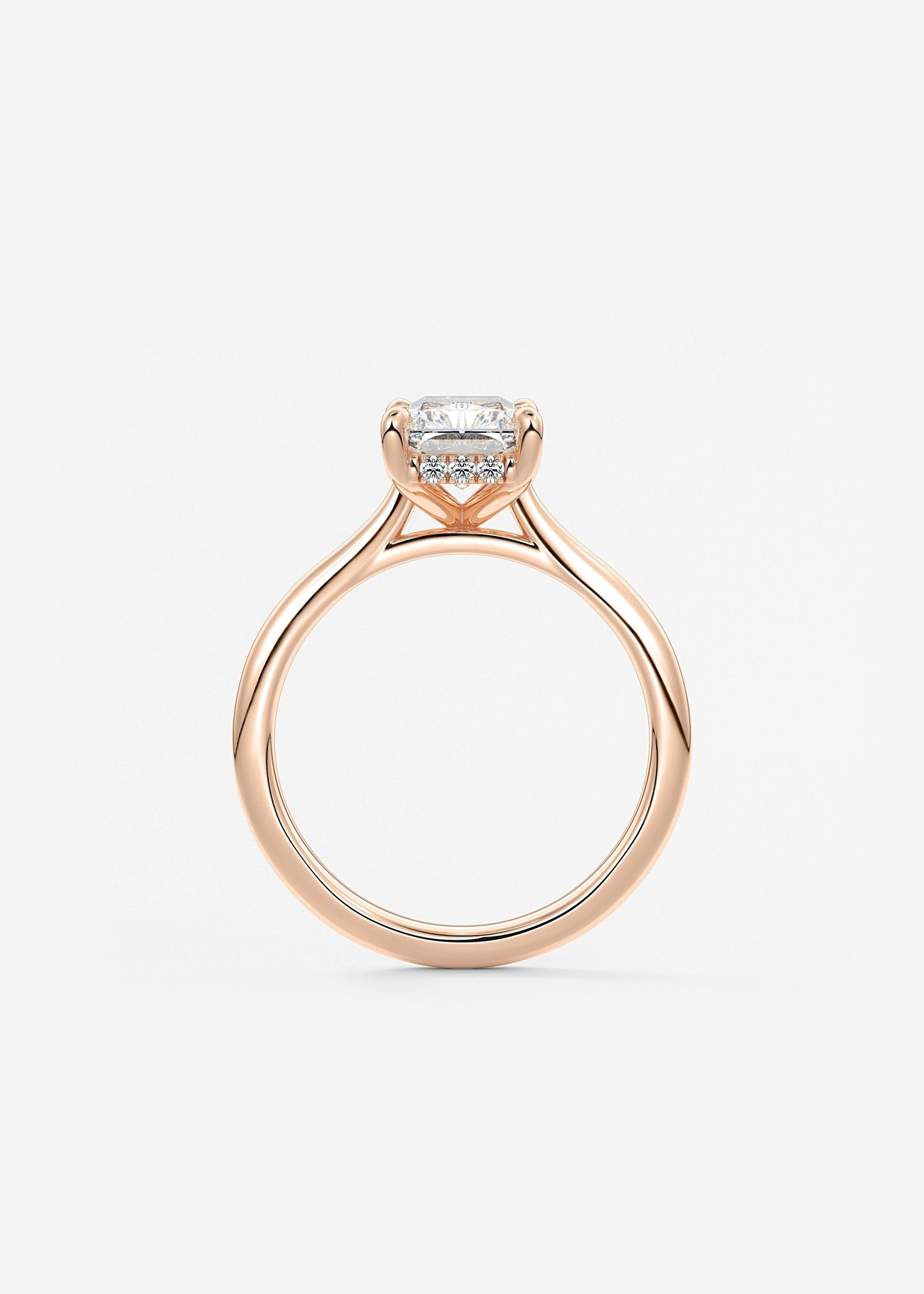 Radiant Hidden Halo/ Cathedral Lab Grown Diamond Engagement Ring