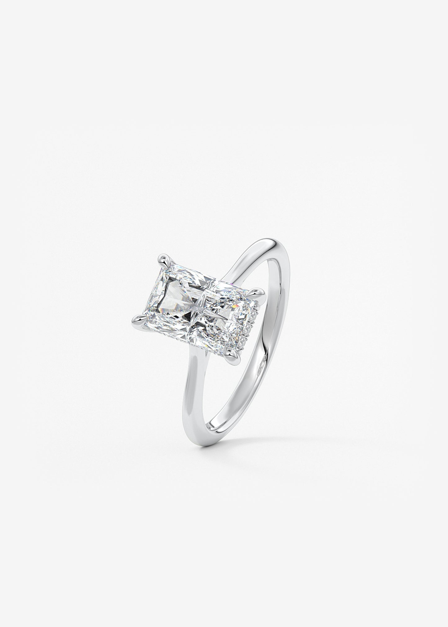 Radiant Hidden Halo/ Cathedral Lab Grown Diamond Engagement Ring
