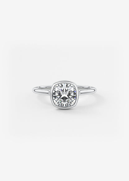 Cushion Bezel Lab Grown Diamond Engagement Ring