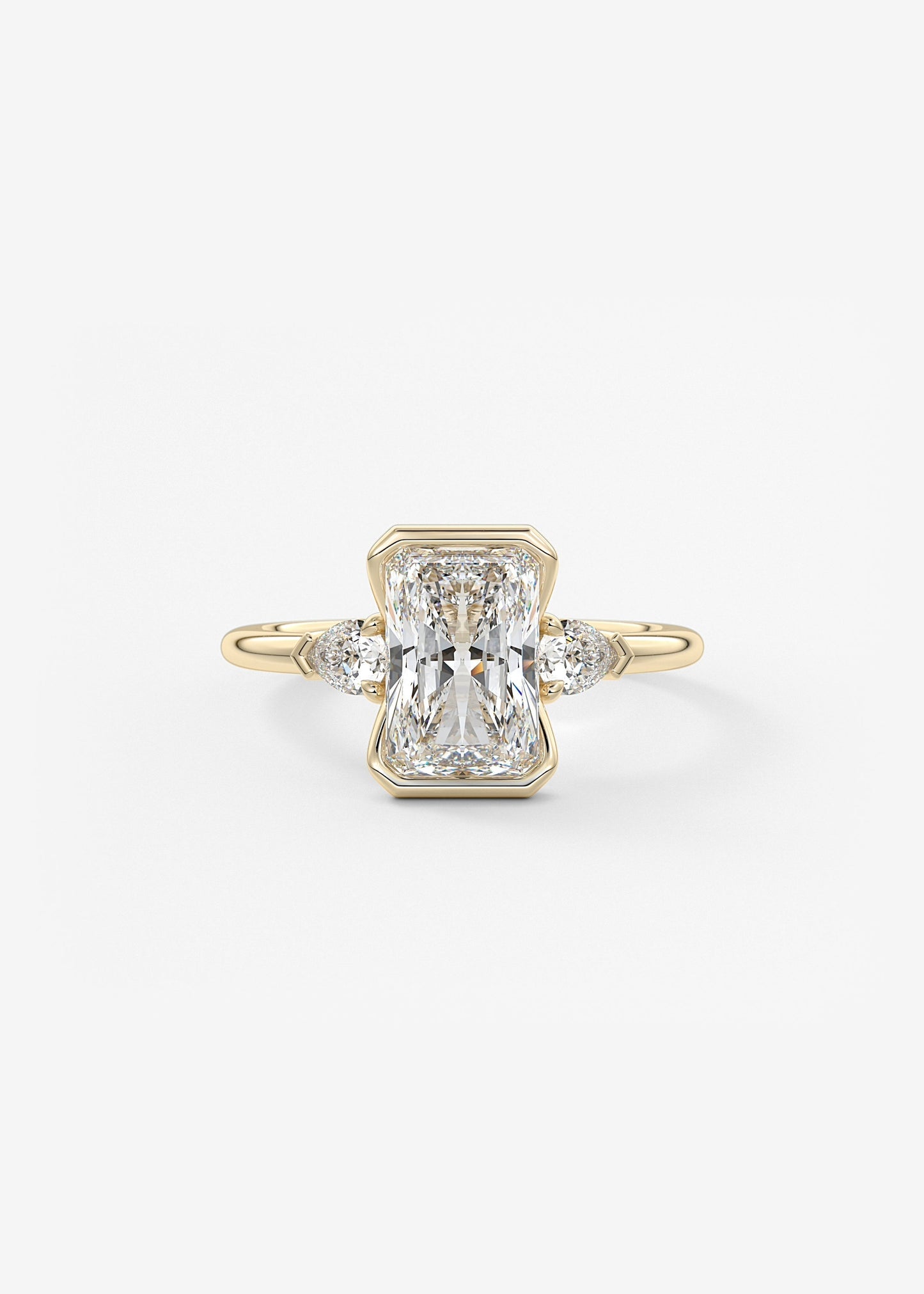 Radiant Three Stone Bezel Lab Grown Diamond Engagement Ring