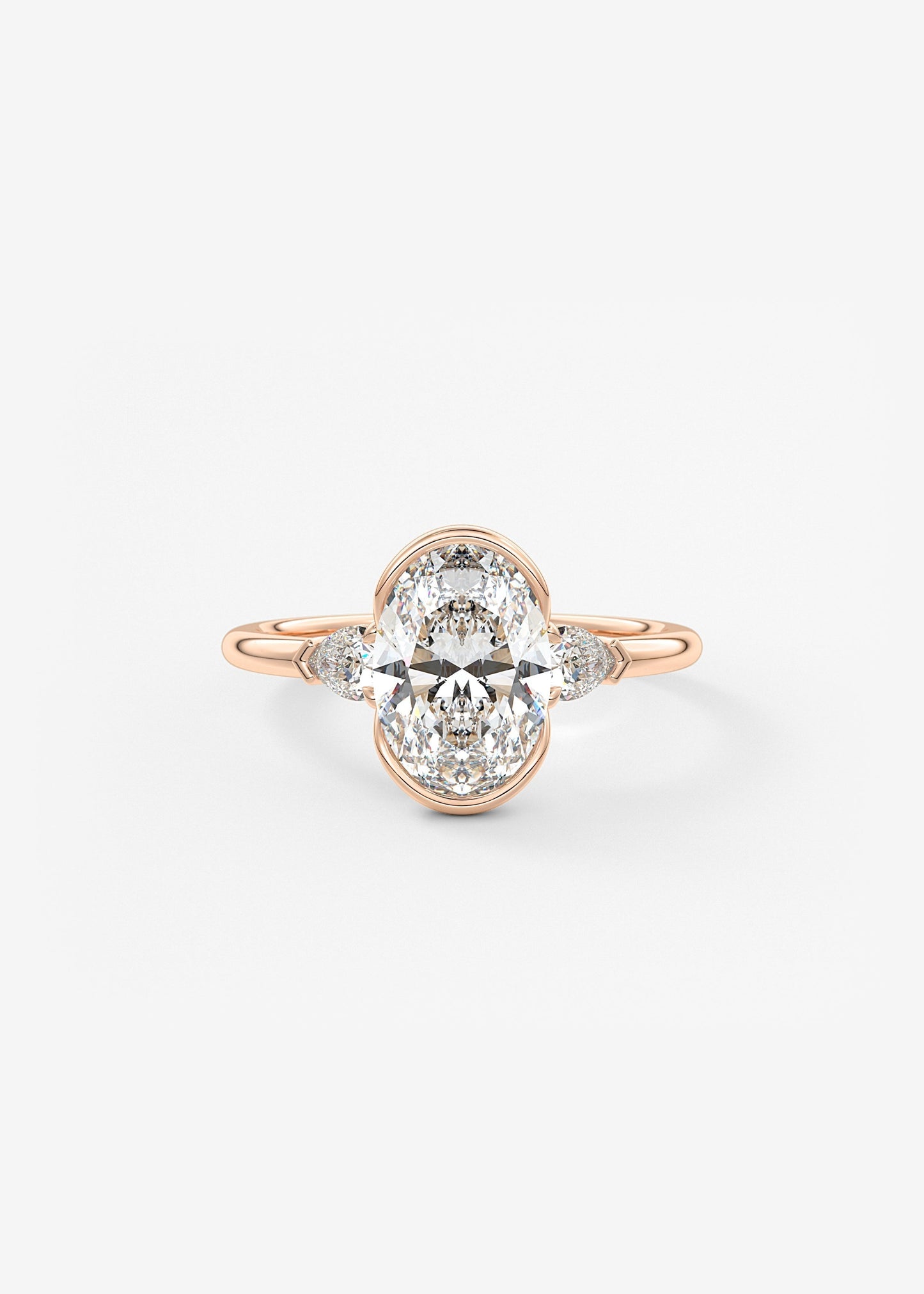 Oval Three Stone Bezel Lab Grown Diamond Engagement Ring
