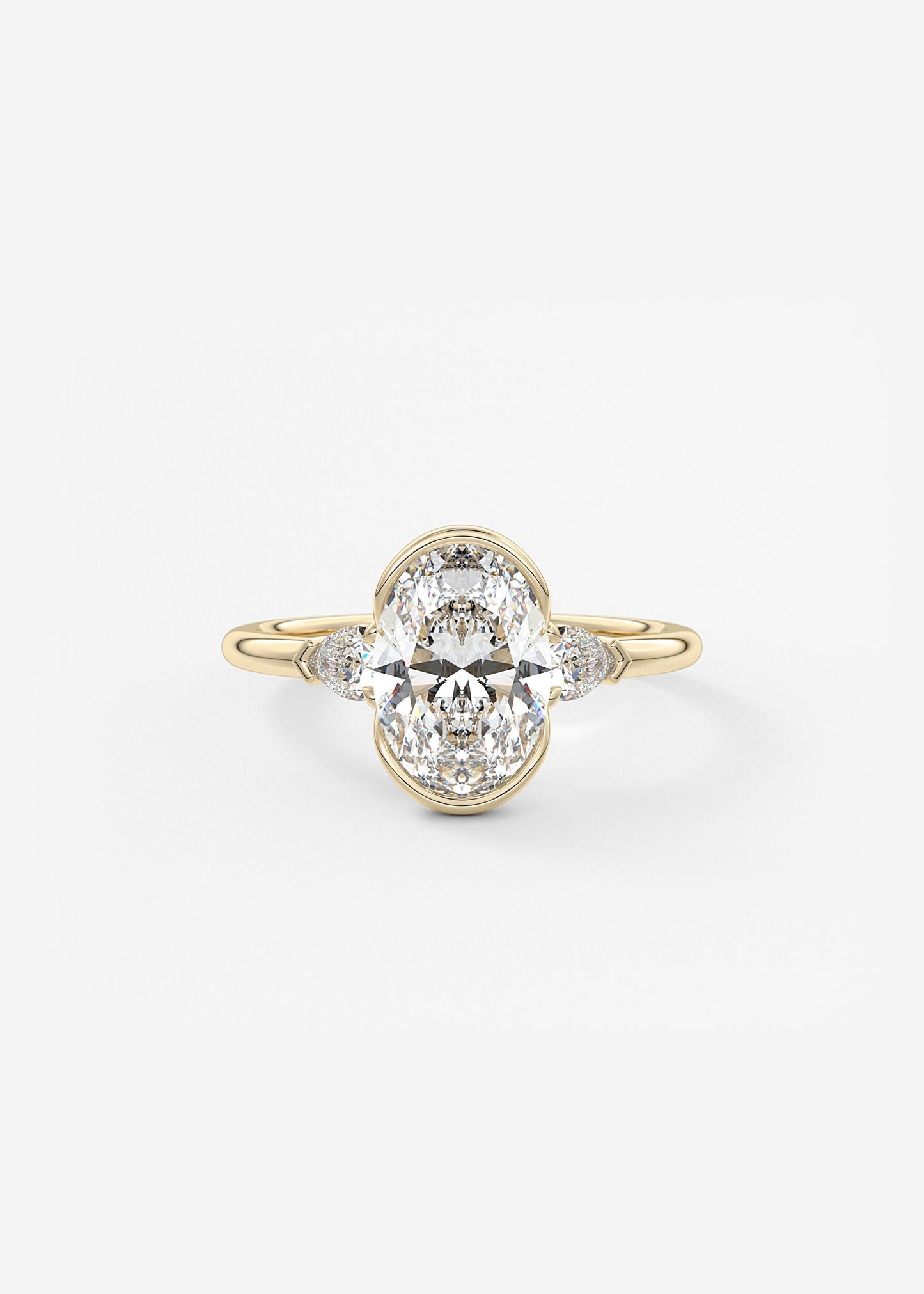 Oval Three Stone Bezel Lab Grown Diamond Engagement Ring