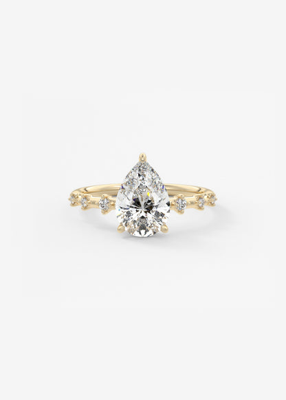 Pear Dainty Pave Lab Grown Diamond Engagement Ring