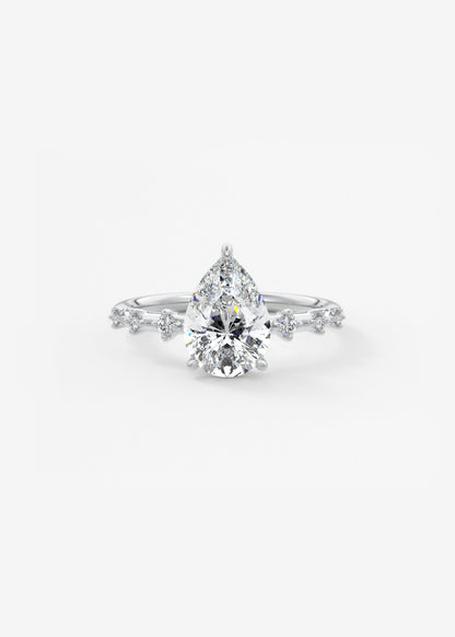 Pear Dainty Pave Lab Grown Diamond Engagement Ring