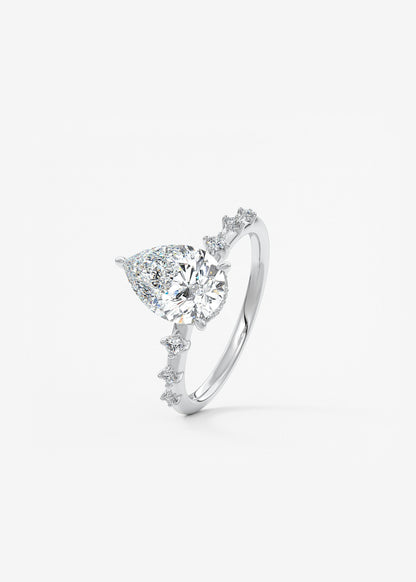 Pear Dainty Pave Lab Grown Diamond Engagement Ring