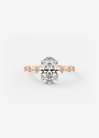 Oval Dainty Pave Lab Grown Diamond Engagement Ring