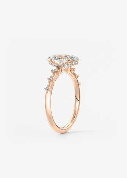 Oval Dainty Pave Lab Grown Diamond Engagement Ring