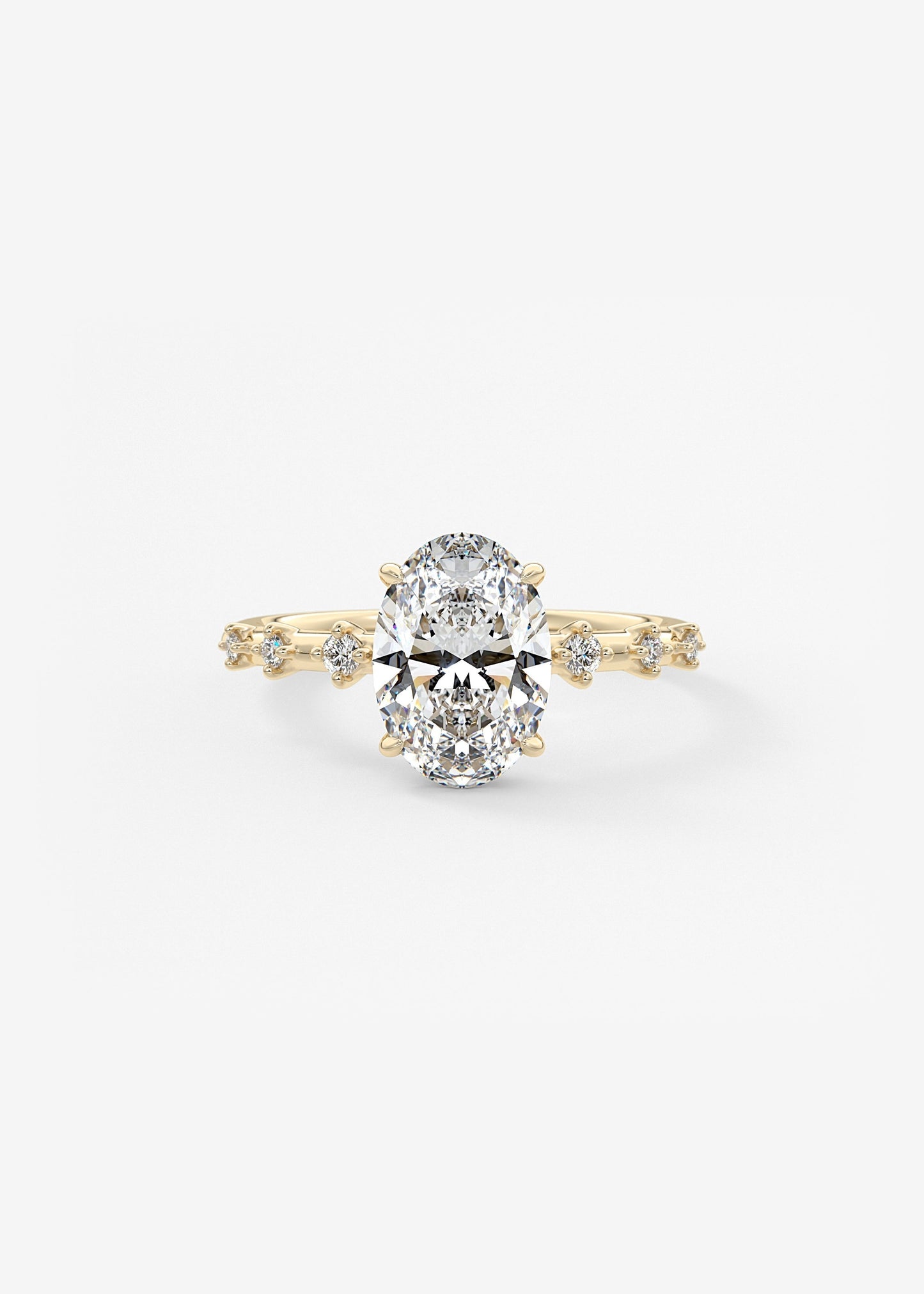 Oval Dainty Pave Lab Grown Diamond Engagement Ring