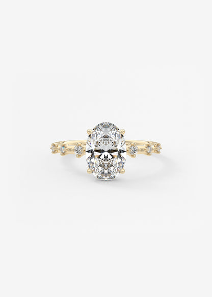 Oval Dainty Pave Lab Grown Diamond Engagement Ring