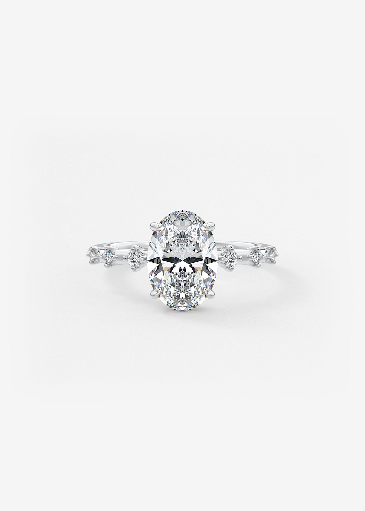 Oval Dainty Pave Lab Grown Diamond Engagement Ring