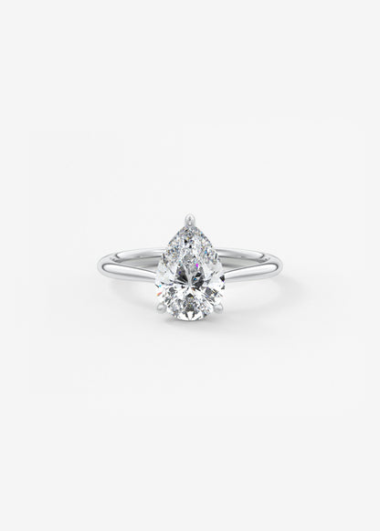 Pear Hidden Halo/ Cathedral Lab Grown Diamond Engagement Ring