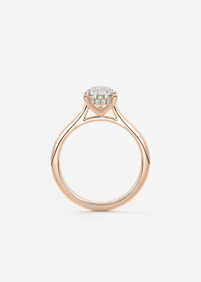 Pear Hidden Halo/ Cathedral Lab Grown Diamond Engagement Ring
