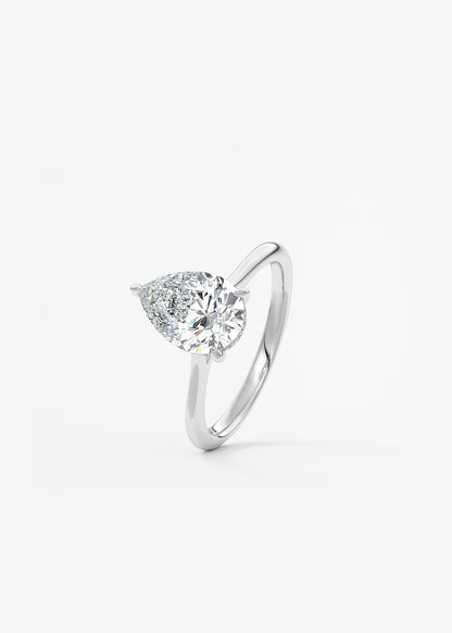 Pear Hidden Halo/ Cathedral Lab Grown Diamond Engagement Ring