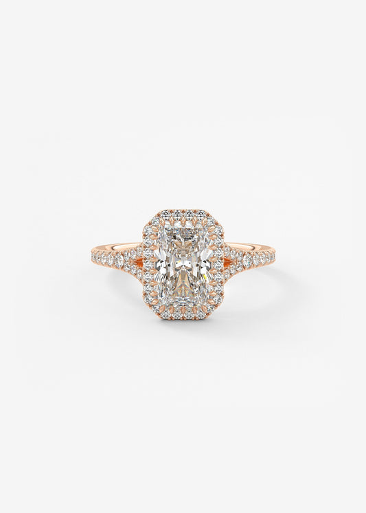 Radiant Halo & Pave , Split Shank Lab Grown Diamond Engagement Ring
