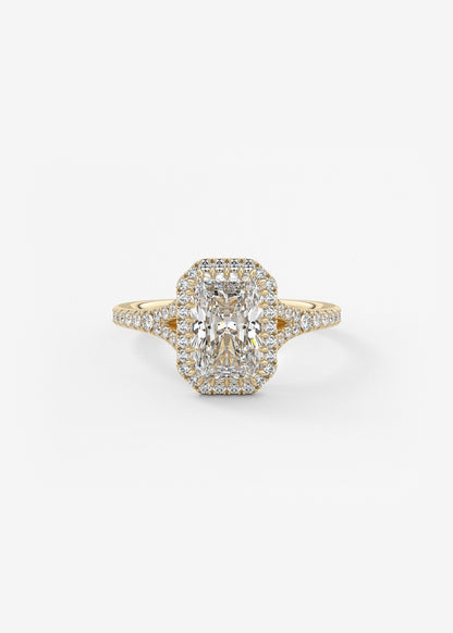Radiant Halo & Pave , Split Shank Lab Grown Diamond Engagement Ring