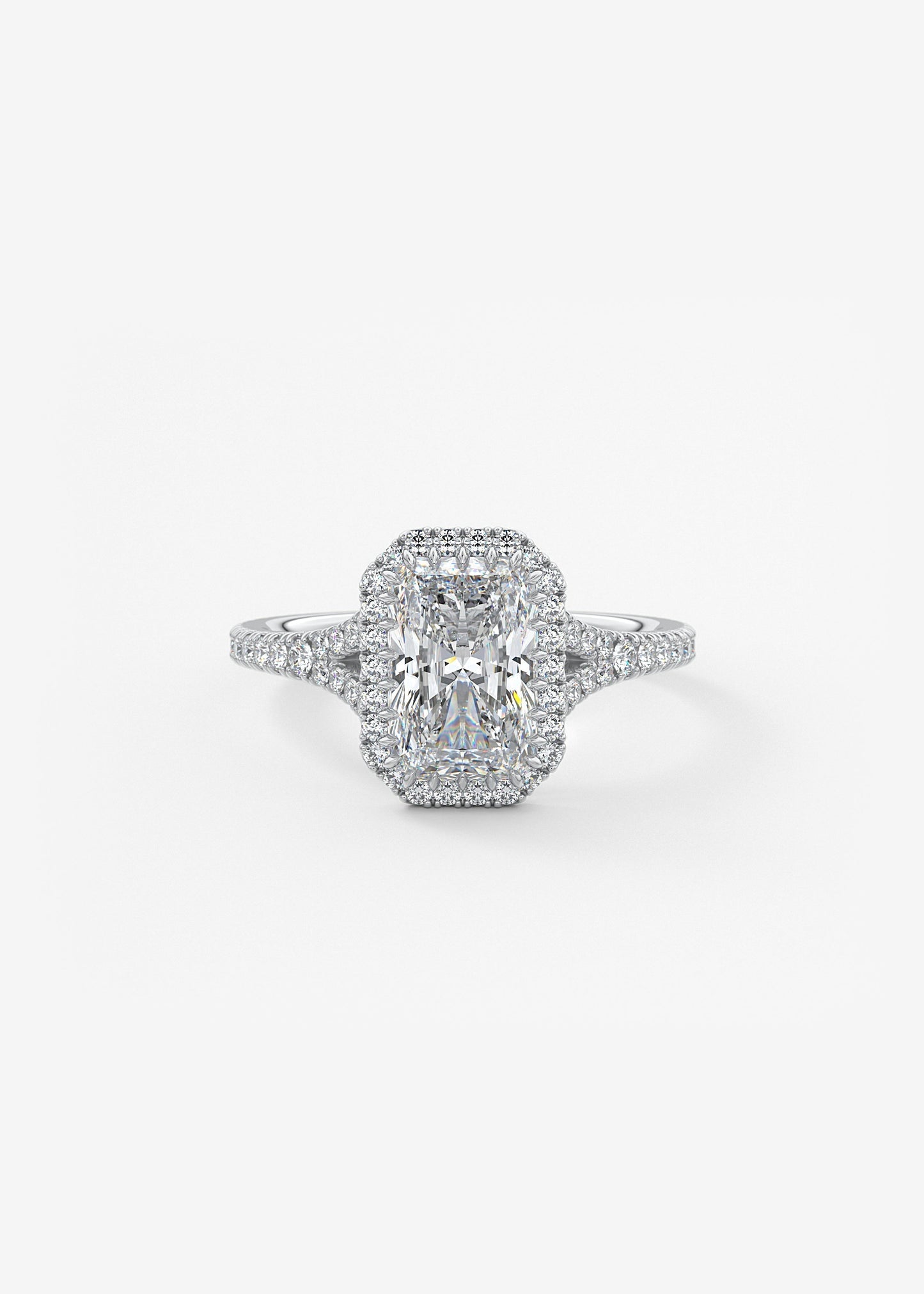 Radiant Halo & Pave , Split Shank Lab Grown Diamond Engagement Ring