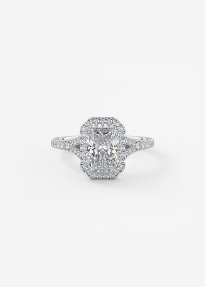 Radiant Halo & Pave , Split Shank Lab Grown Diamond Engagement Ring
