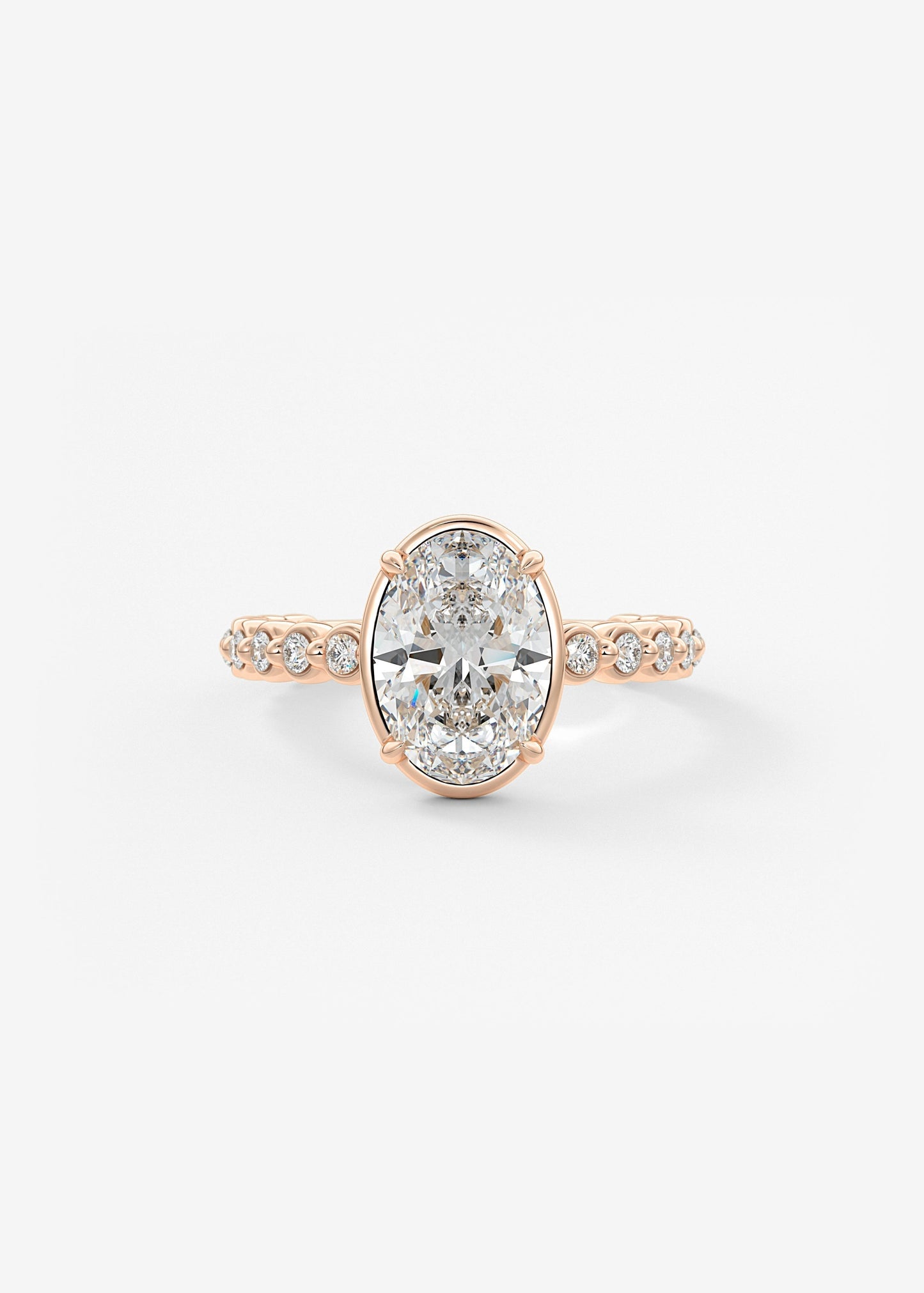 Oval Bezel Lab Grown Diamond Engagement Ring