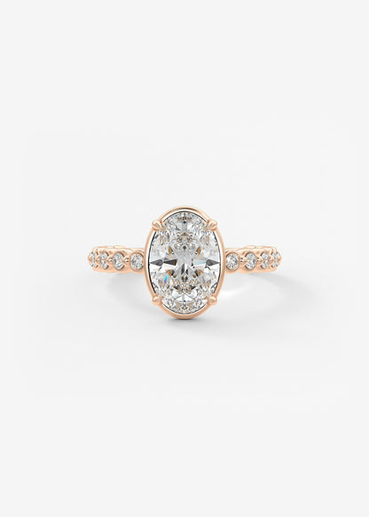 Oval Bezel Lab Grown Diamond Engagement Ring
