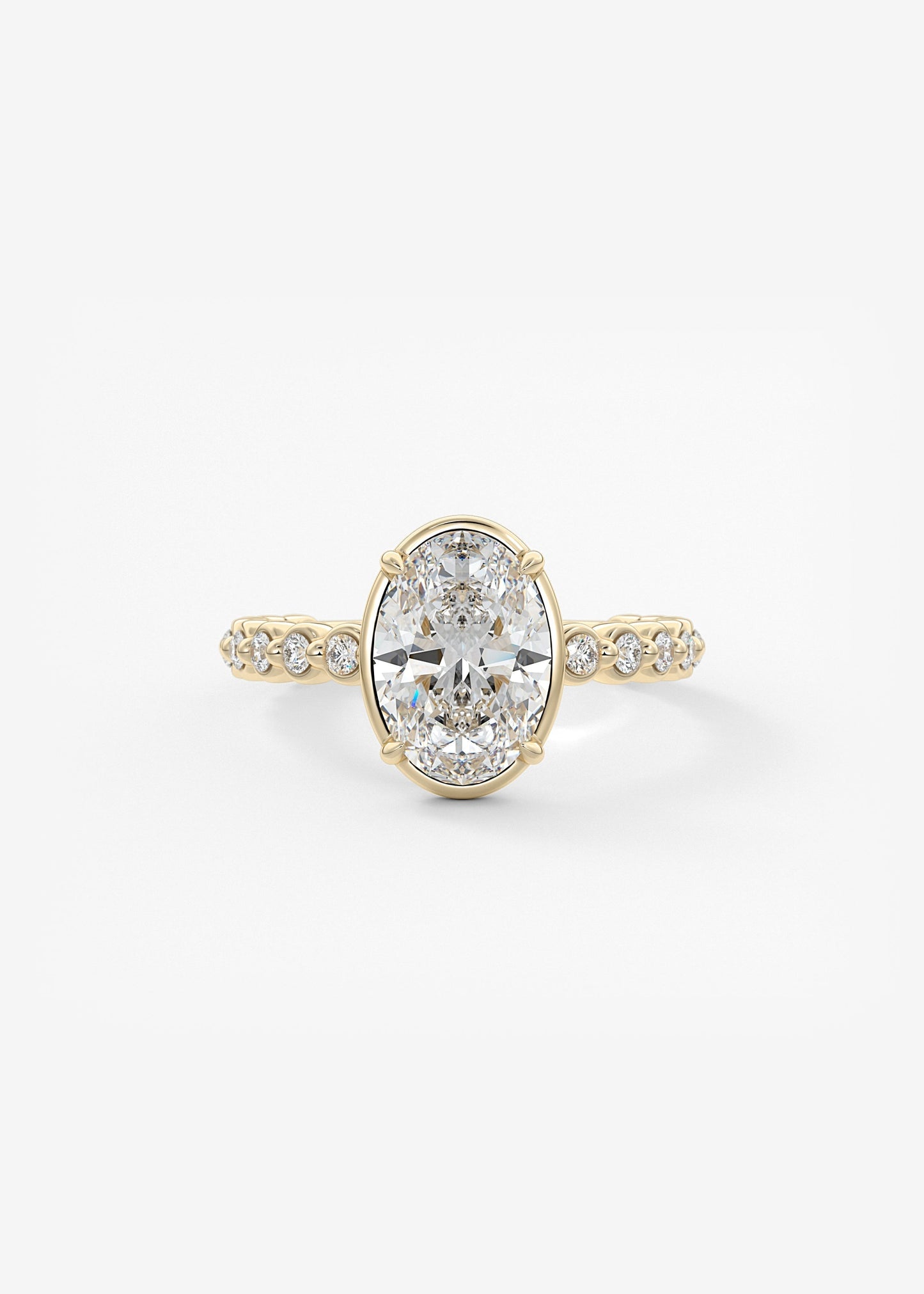 Oval Bezel Lab Grown Diamond Engagement Ring