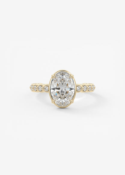 Oval Bezel Lab Grown Diamond Engagement Ring