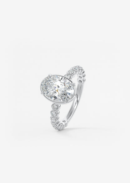 Oval Bezel Lab Grown Diamond Engagement Ring