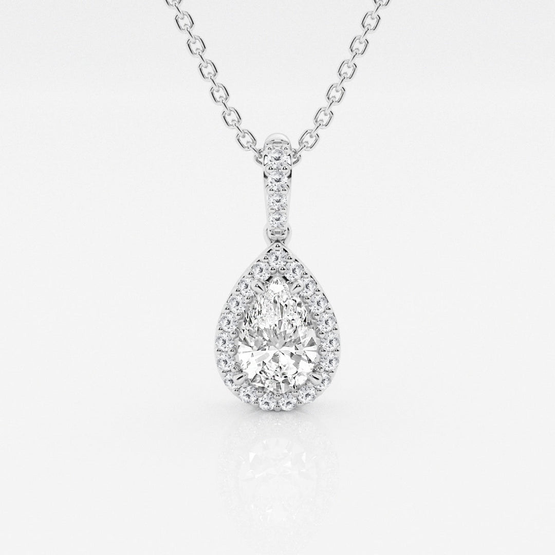 0.75 TCW Round & Pear Shape Moissanite Drop Necklace