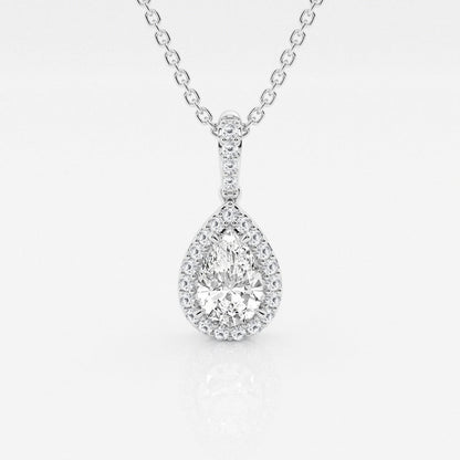 0.75 TCW Round & Pear Shape Moissanite Drop Necklace