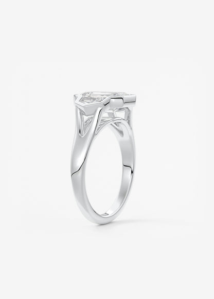 Emerald Three Stone Bezel Lab Grown Diamond Engagement Ring