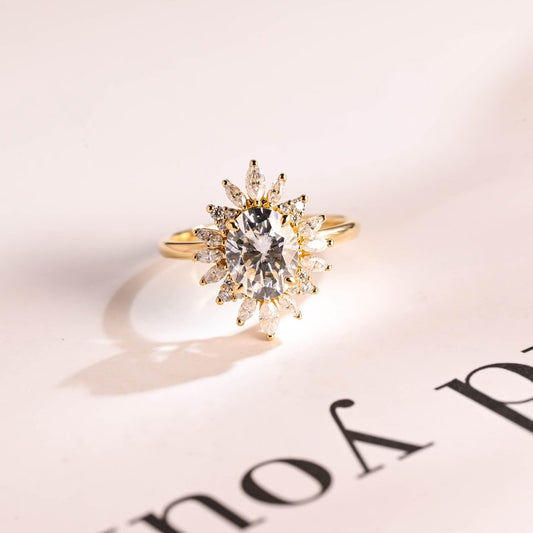 Stunning 1.0 - 2.0 CT Oval Moissanite Engagement Ring with Halo Design 1