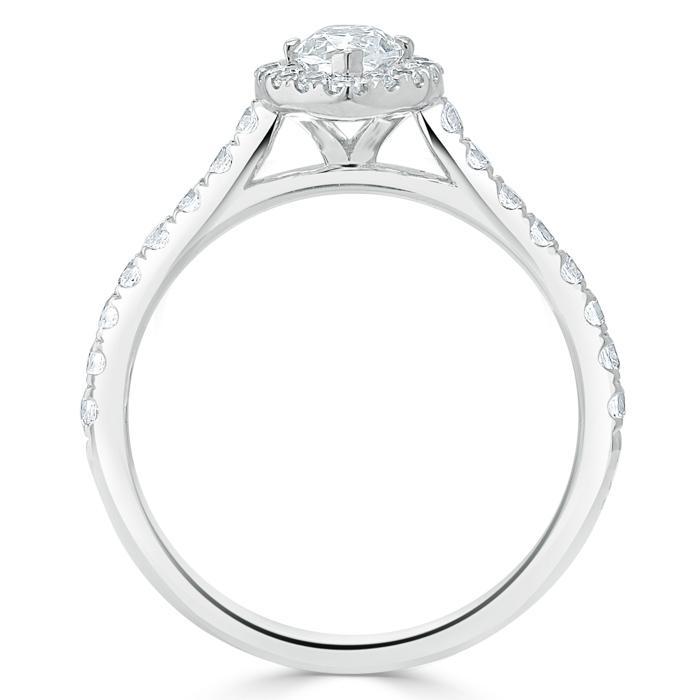 1.0 CT Marquise Cut Halo Moissanite Engagement Ring With Pave Setting