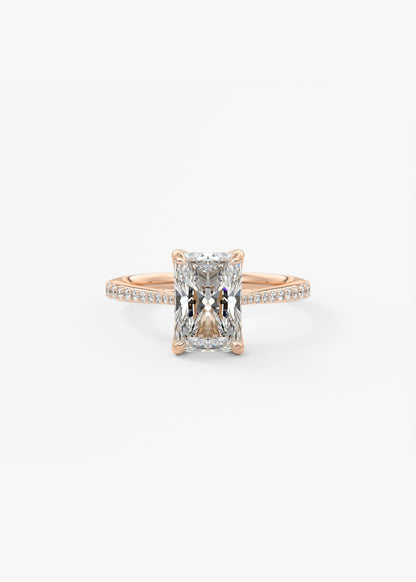 Radiant Pave Cathedral Lab Grown Diamond Engagement Ring