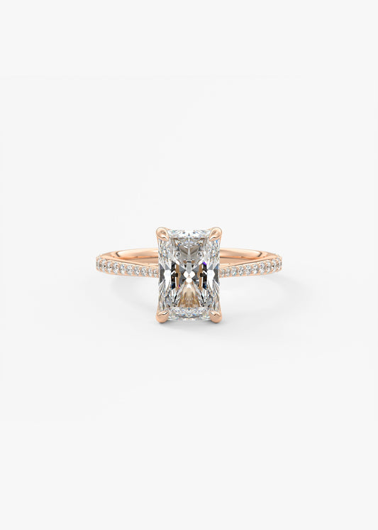 Radiant Pave Cathedral Lab Grown Diamond Engagement Ring