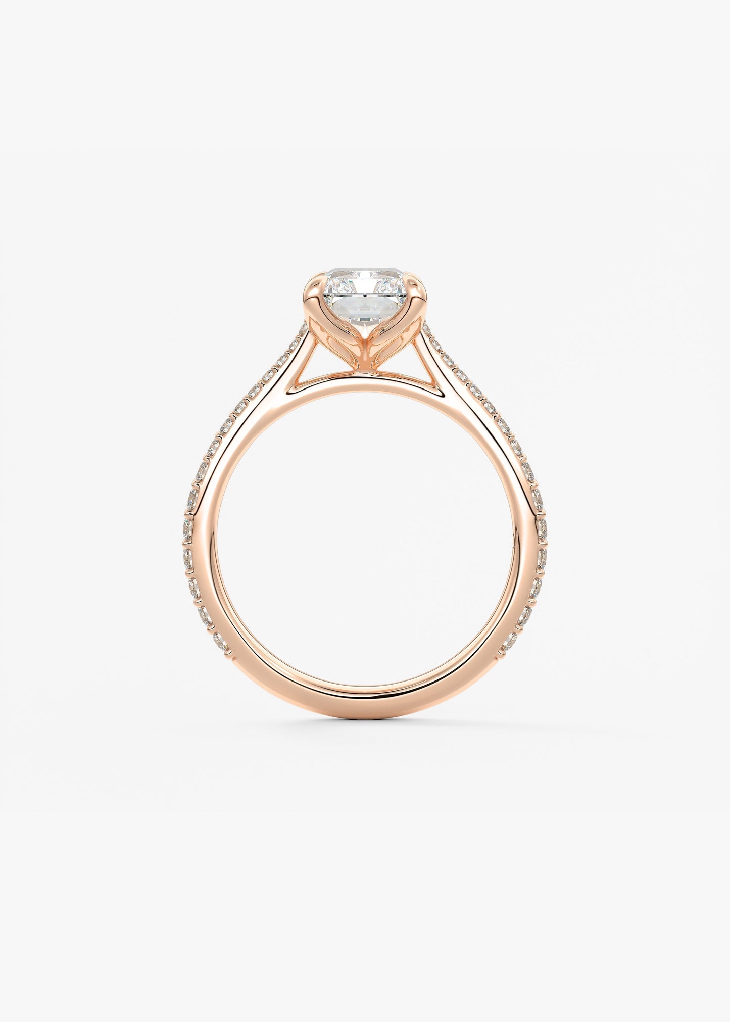 Radiant Pave Cathedral Lab Grown Diamond Engagement Ring