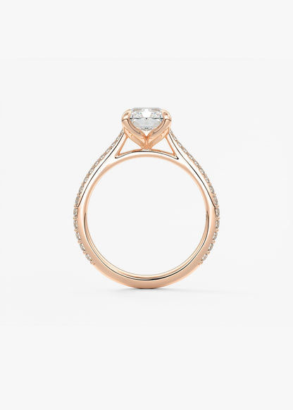 Radiant Pave Cathedral Lab Grown Diamond Engagement Ring