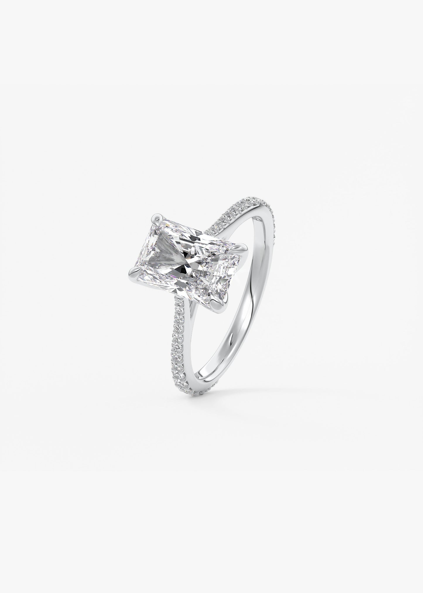 Radiant Pave Cathedral Lab Grown Diamond Engagement Ring