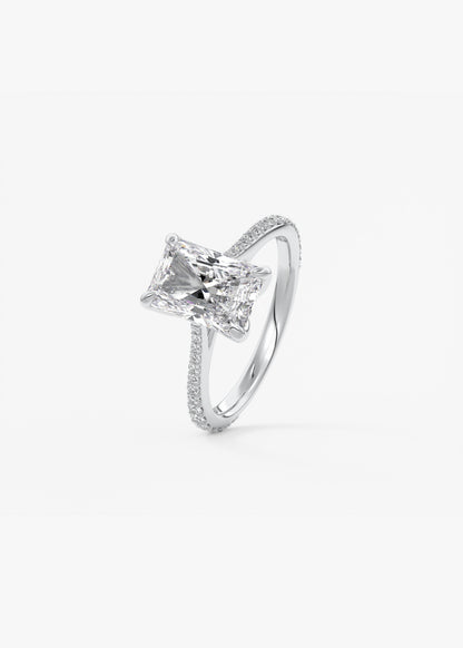 Radiant Pave Cathedral Lab Grown Diamond Engagement Ring