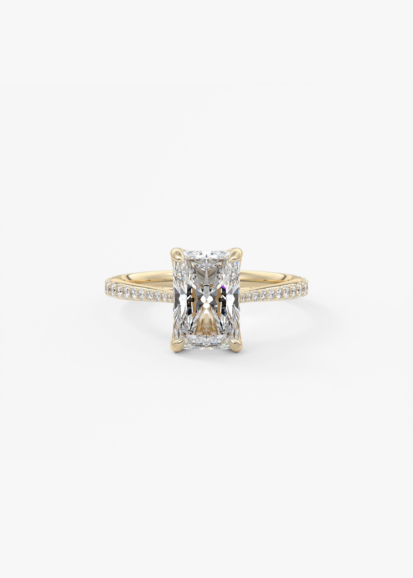 Radiant Pave Cathedral Lab Grown Diamond Engagement Ring