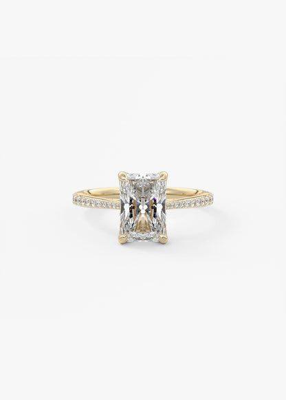 Radiant Pave Cathedral Lab Grown Diamond Engagement Ring