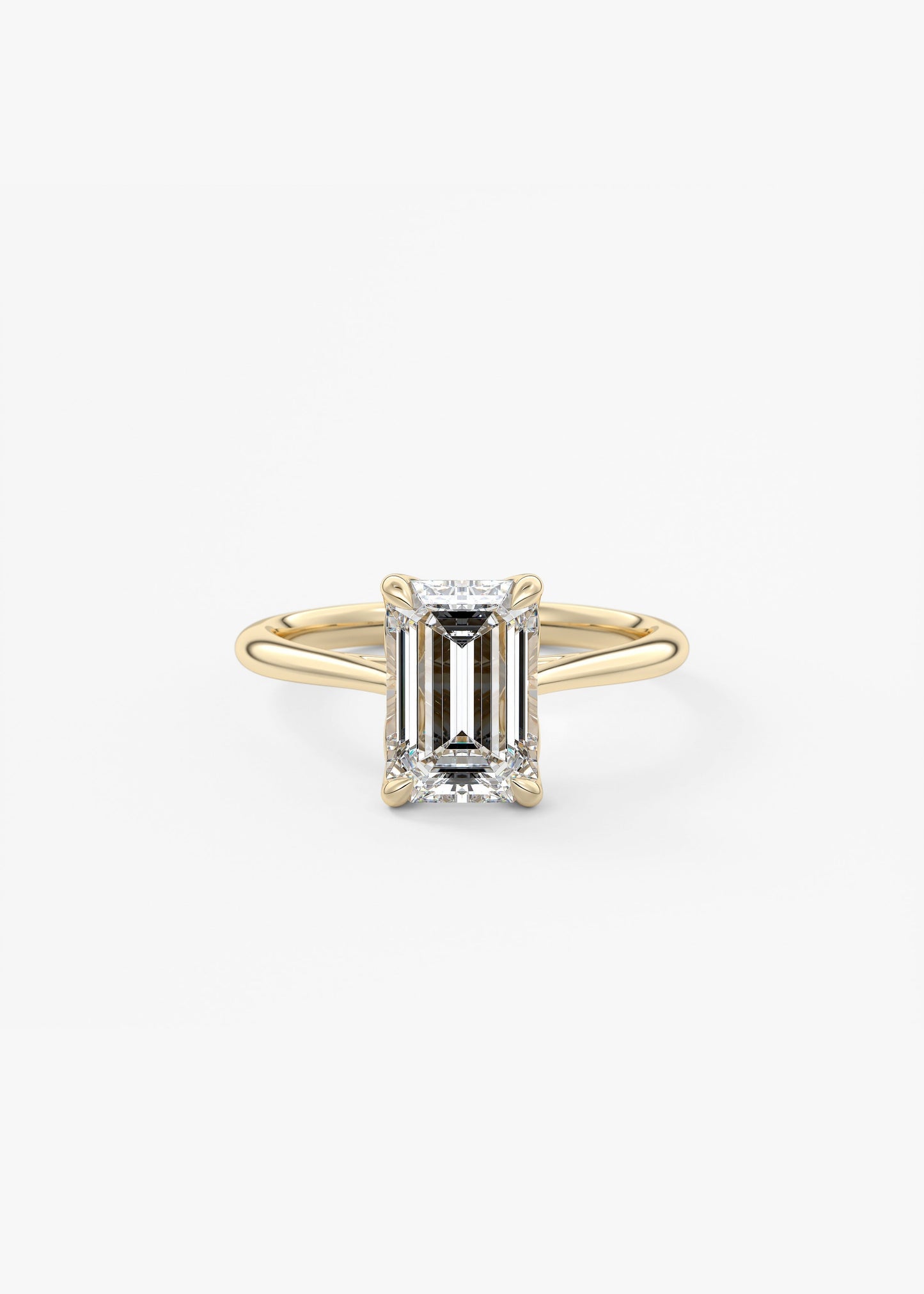 Emerald Solitaire Cathedral Lab Grown Diamond Engagement Ring